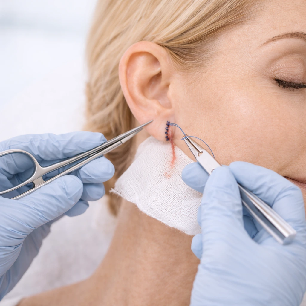 Ear lobe repair surgery
