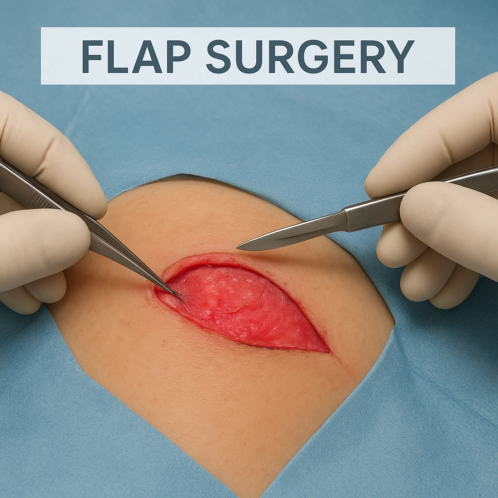 Flap surgery for skin defects performed by dermatologist in Hyderabad