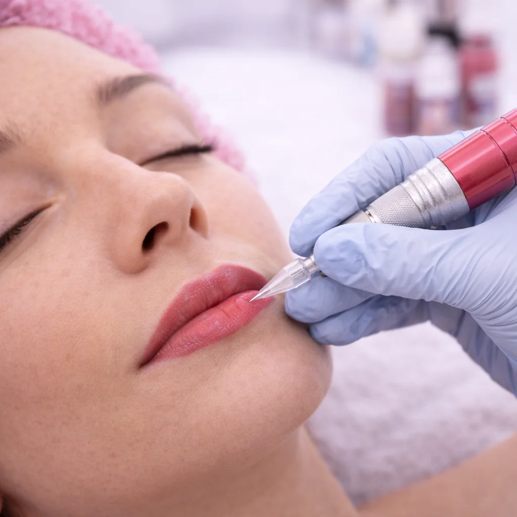 Lip blushing treatment