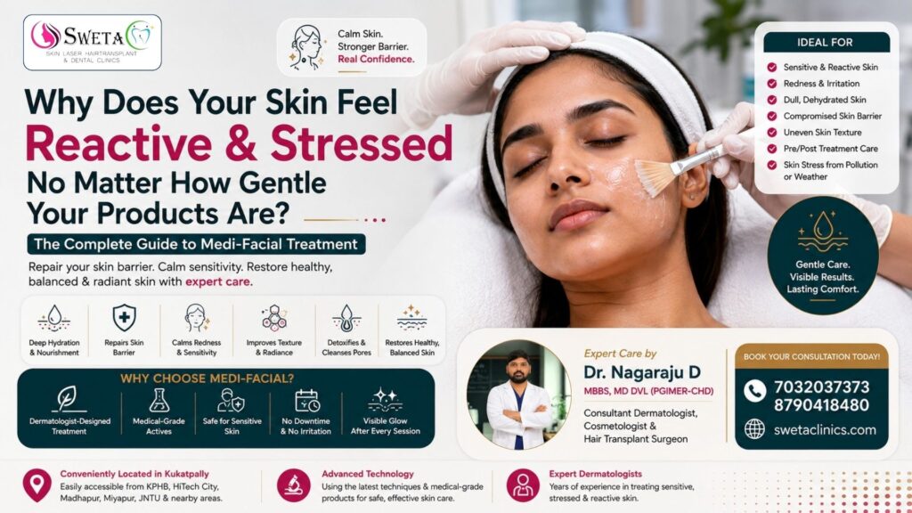 Why Does Your Skin Feel Reactive and Stressed No Matter How Gentle Your Products Are? - Medi-Facial Treatment - Sweta Clinics