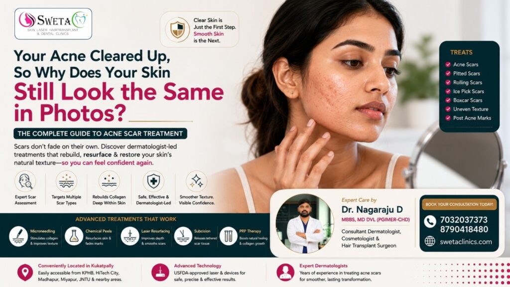 Your Acne Finally Cleared Up, So Why Does Your Skin Still Look the Same in Photos? - Acne Scar Treatment - Sweta Clinics